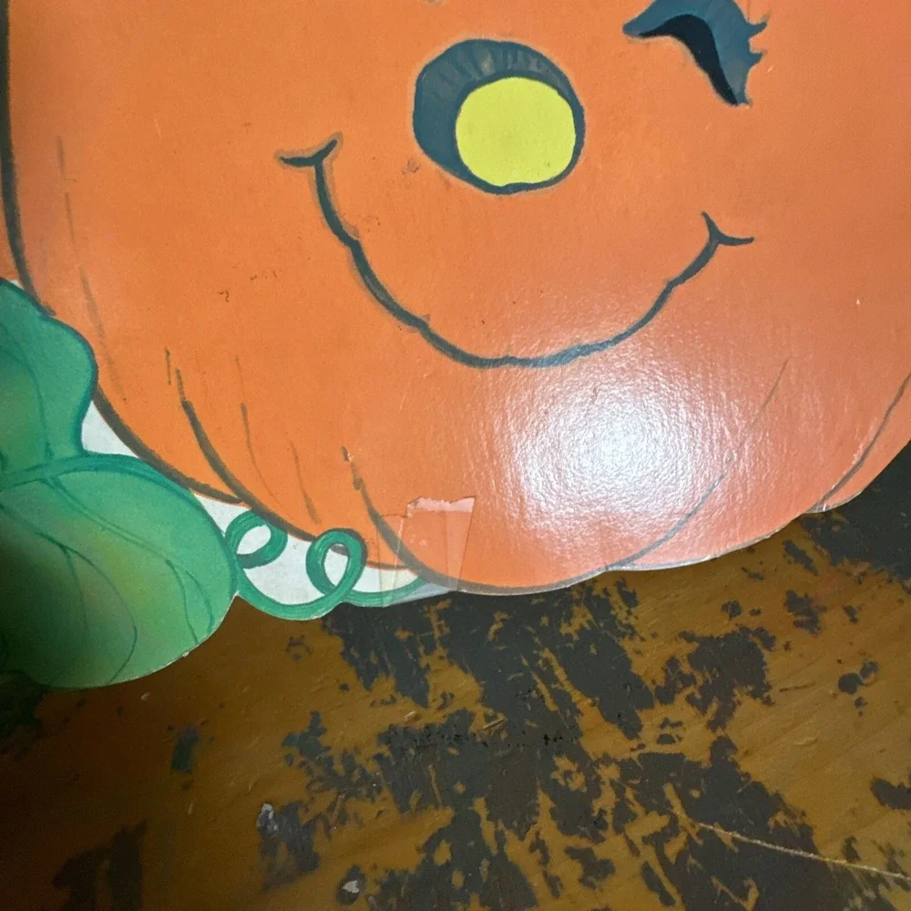 LOT 4 Vintage die cut pumpkin jack o lantern Halloween decoration paper ephemera